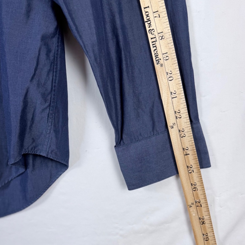 Calvin Klein Mens Dress Shirt LotX2 Slim Fit White Navy Blue 17 34/35 Preppy - Picture 8 of 16
